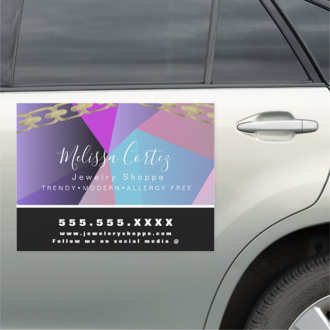 Jewelry Business Purple Gradient Diamond Pattern Car Magnet (In Situ)
