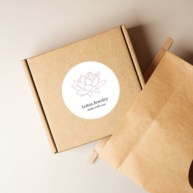 Jewelry business red lotus flower your logo here square sticker (Creator Uploaded)