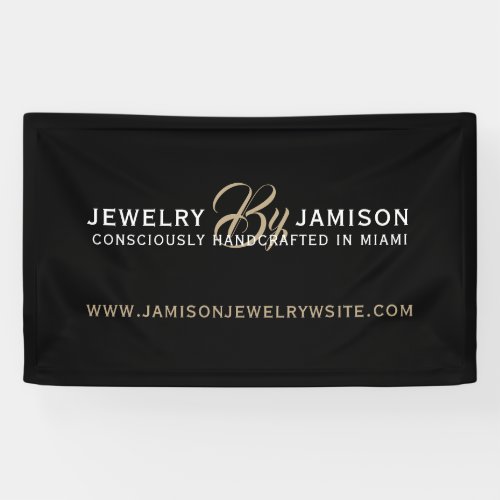 JEWELRY BY Personal Name Brand Business Gold Black Banner