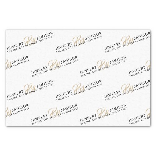 JEWELRY BY Personal Name Brand Business Gold White Tissue Paper