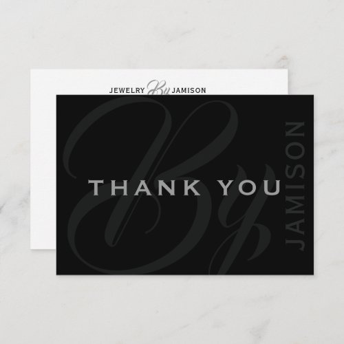 JEWELRY BY Personal Name Brand Business Silver Bla Thank You Card