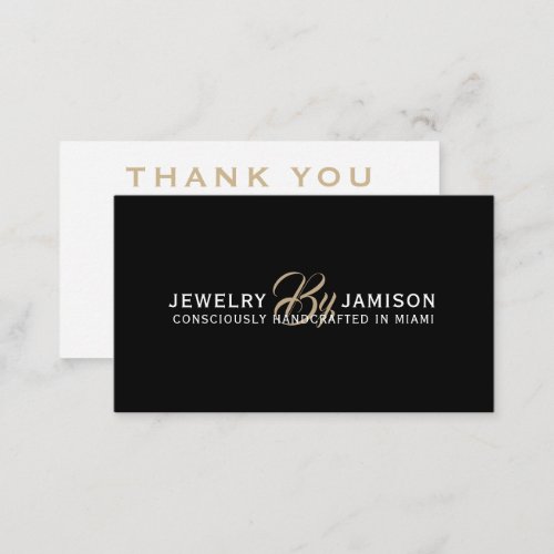 JEWELRY BY Personal Name Brand Gold Thank You Card