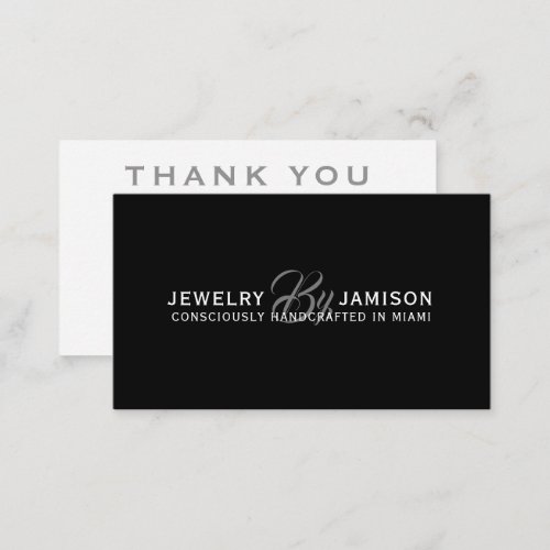 JEWELRY BY Personal Name Brand Silver Thank You Note Card