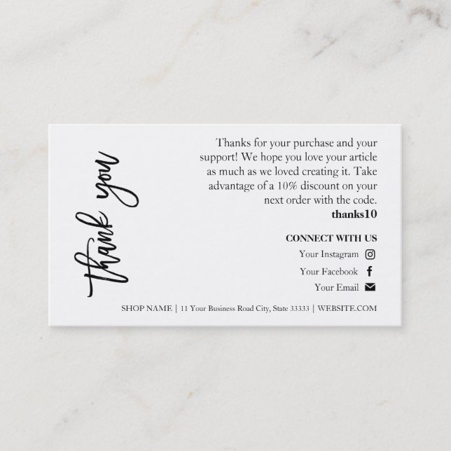 Jewelry Care Chic Script Thank You Card (Front)