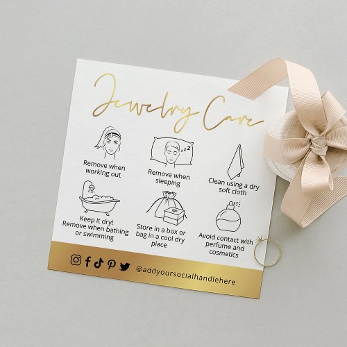 Jewelry Care Guide White  Gold Script Logo Card