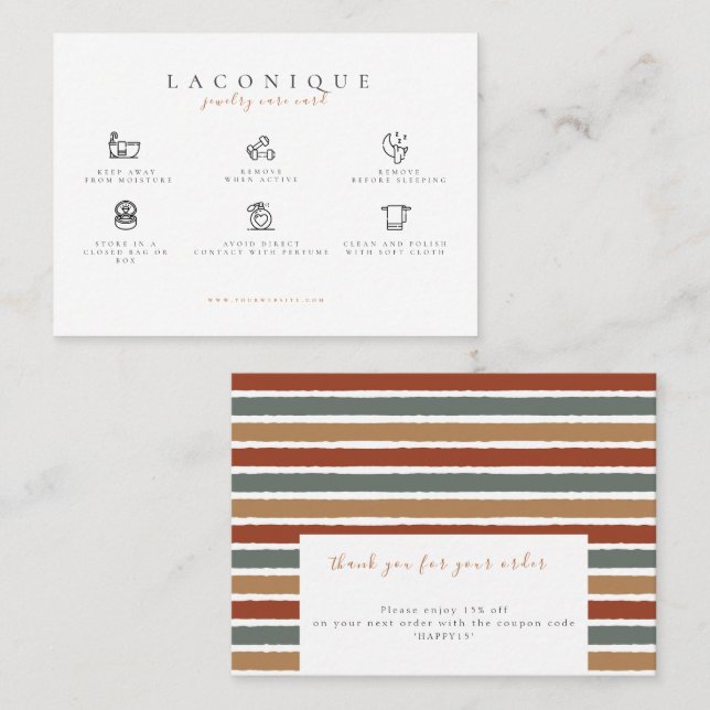  Jewelry Care Instructions | Abstract | Pastel Business Card (Front/Back)