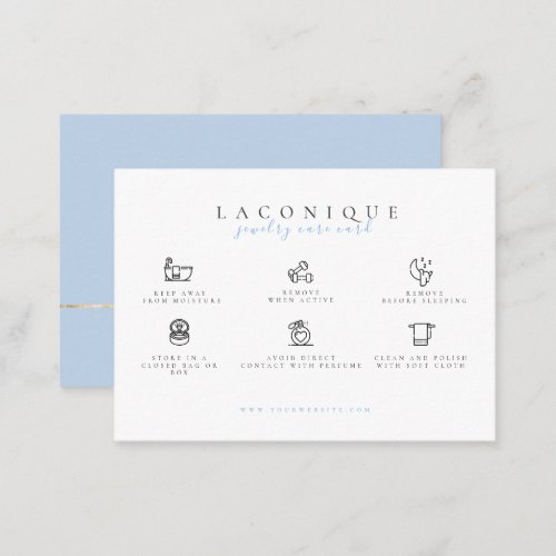  Jewelry Care Instructions  Blue Business Card