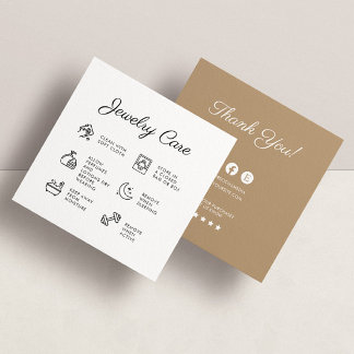 Jewelry Care Instructions Business Thank You Card
