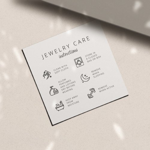 Jewelry Care Instructions Business Thank You Card