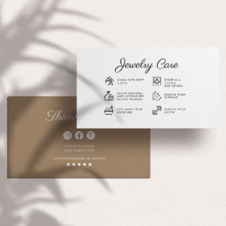 Jewelry Care Instructions Business Thank You Card
