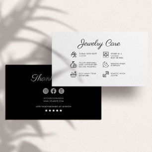 Jewelry Care Instructions Business Thank You Card 