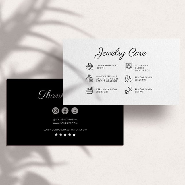 Jewelry Care Instructions Business Thank You Card  (Creator Uploaded)