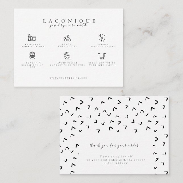  Jewelry Care Instructions | Earring Care | Doodle Business Card (Front/Back)