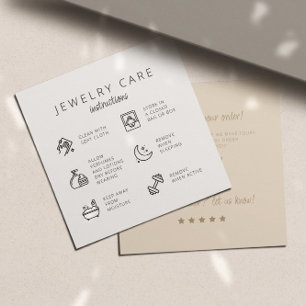 Jewelry Care Instructions Neutral Beige Thank You Enclosure Card