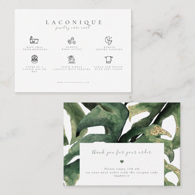 Jewelry Care Instructions | Tropical Business Card (Front/Back)