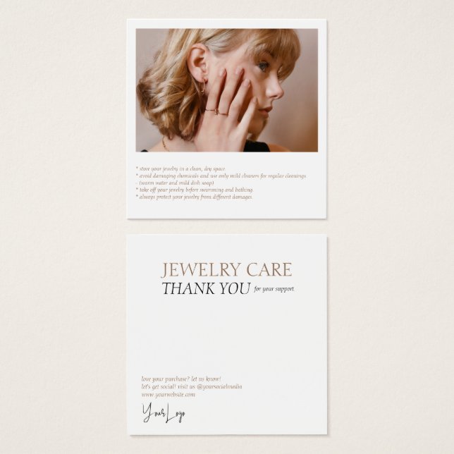 Jewelry Care Photo Card (Front & Back)