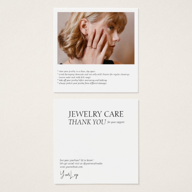 Jewelry Care Photo Card (Front & Back)