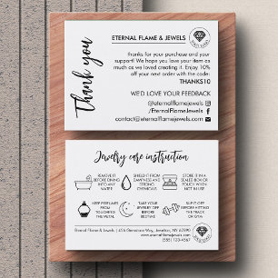Jewelry Care White Chic Script Thank You Card