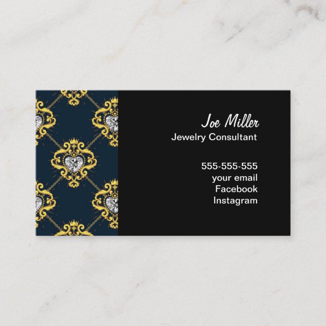 Jewelry Consultant business card- Diamonds Business Card (Front)