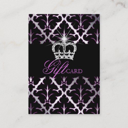 Jewelry Crown Damask Elegant Gift Certificate Purp Business Card Template