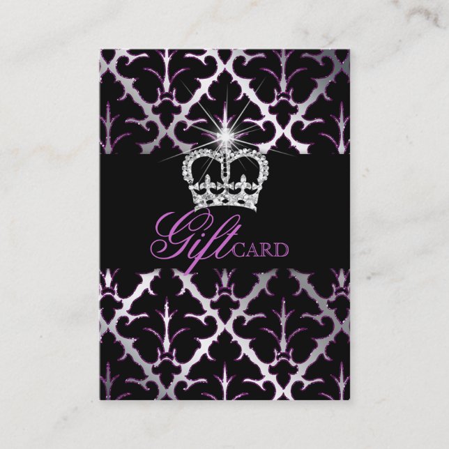 Jewelry Crown Damask Elegant Gift Certificate Purp (Front)