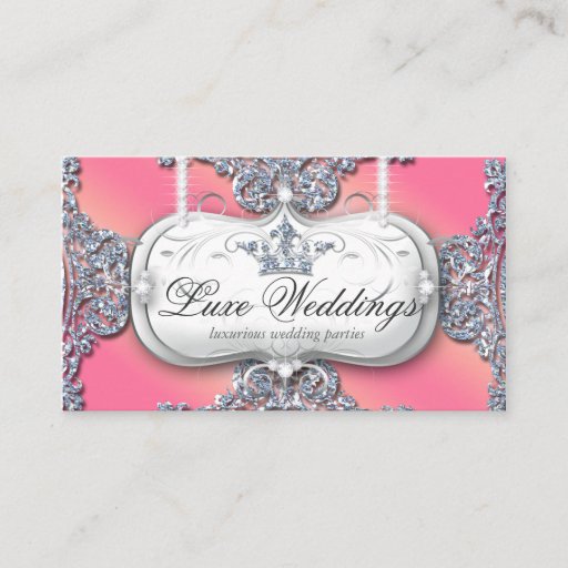 Customizable Fashion Jewelry Wedding Elegant Crown Glitter Business Card Template