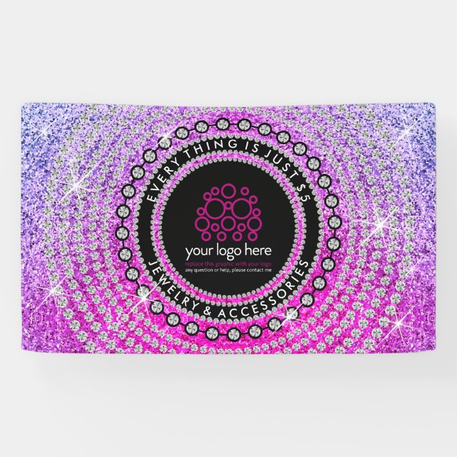 Jewelry Custom Logo Glitter diamond circle Banner (Horizontal)