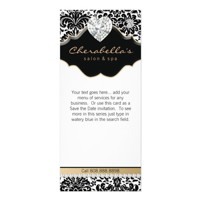 Jewelry Damask Beige Floral Salon Spa Fashion Rack Card (Front)