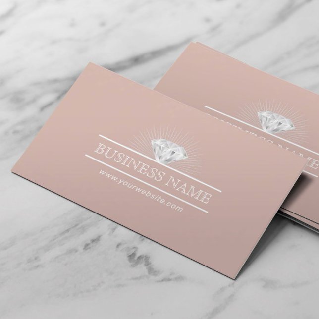 Jewelry Design Diamond jewellery Dusty Rose Gold Business Card (Creator Uploaded)