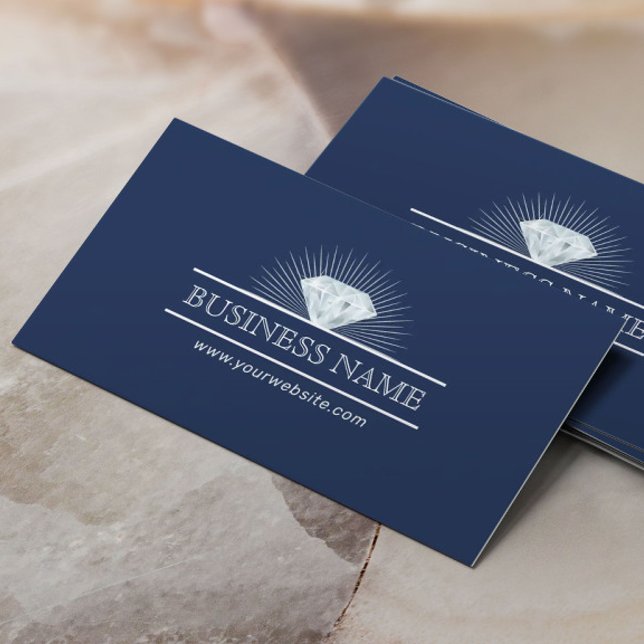 Jewelry Design Diamond jewellery Modern Navy Blue Business Card (Creator Uploaded)