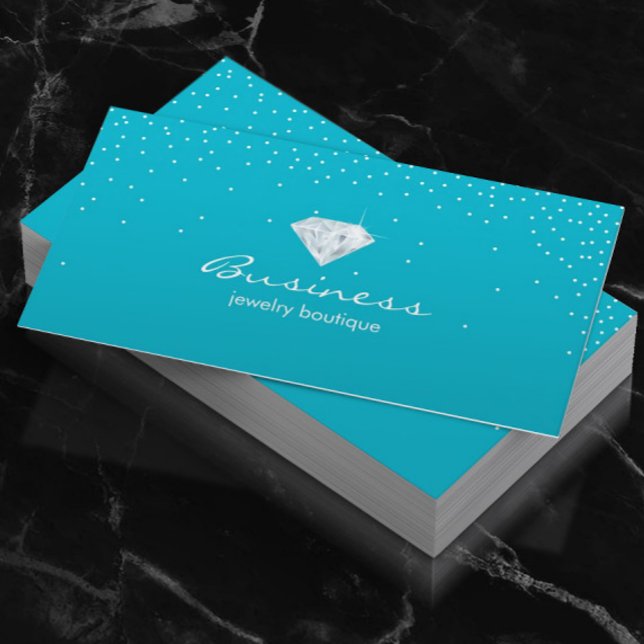 Jewelry Design Turquoise Confetti Bright Diamond Business Card (Creator Uploaded)