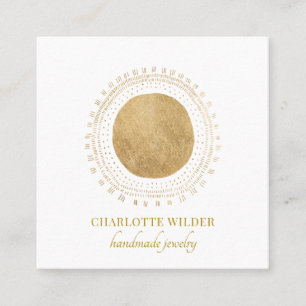Jewelry Designer Abstract Gold Circle Square Business Card