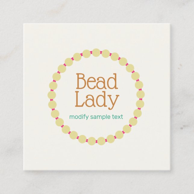  Jewelry Designer, Beaded Jewelry Square Business Card (Front)