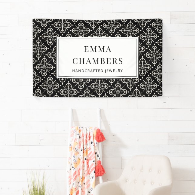 Jewelry Designer Black White Motif Pattern  Banner (Insitu)
