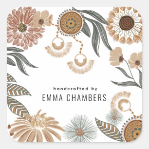 Jewelry Designer Boho Floral Product Label