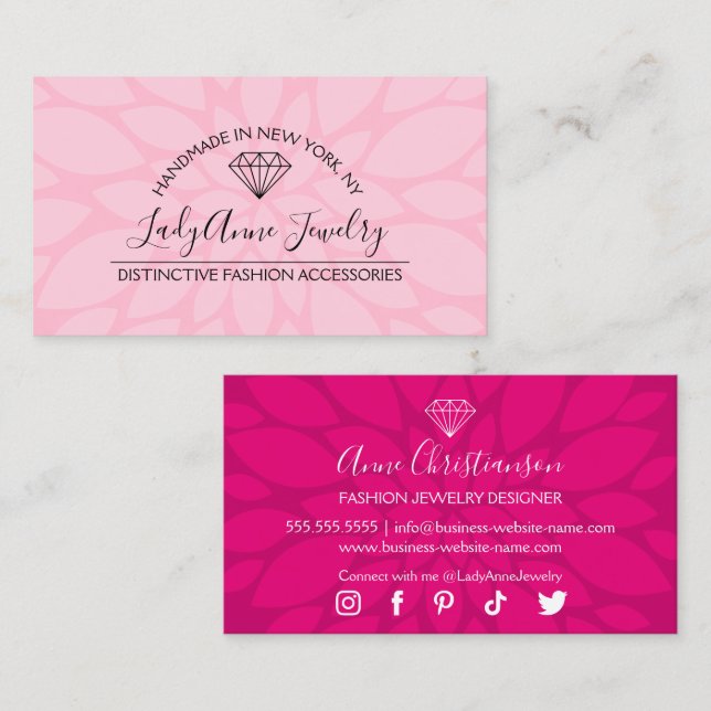 Jewelry Designer Boutique Diamond Beads Gems Business Card (Front/Back)