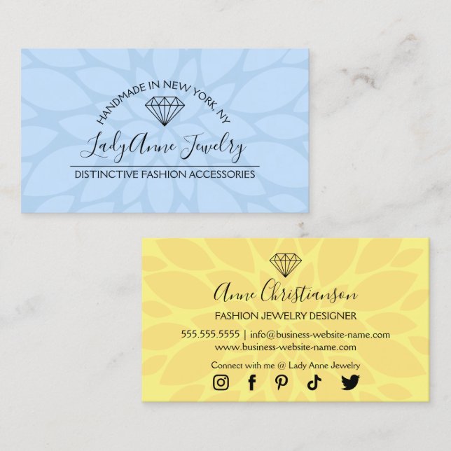 Jewelry Designer Boutique Diamond Beads Gems Business Card (Front/Back)