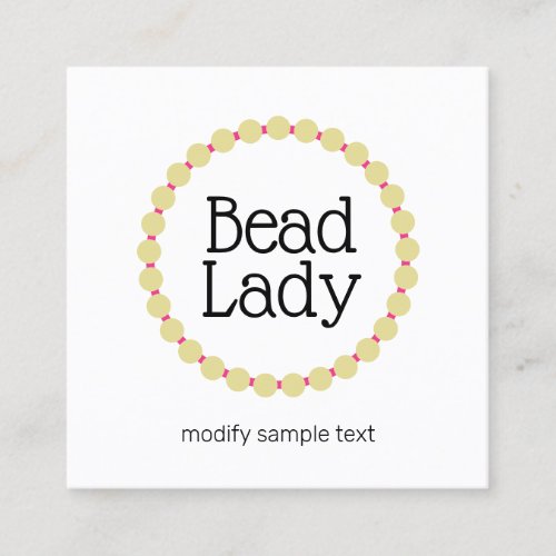 Jewelry Designer Bracelet  Necklace Beads  Logo Square Business Card