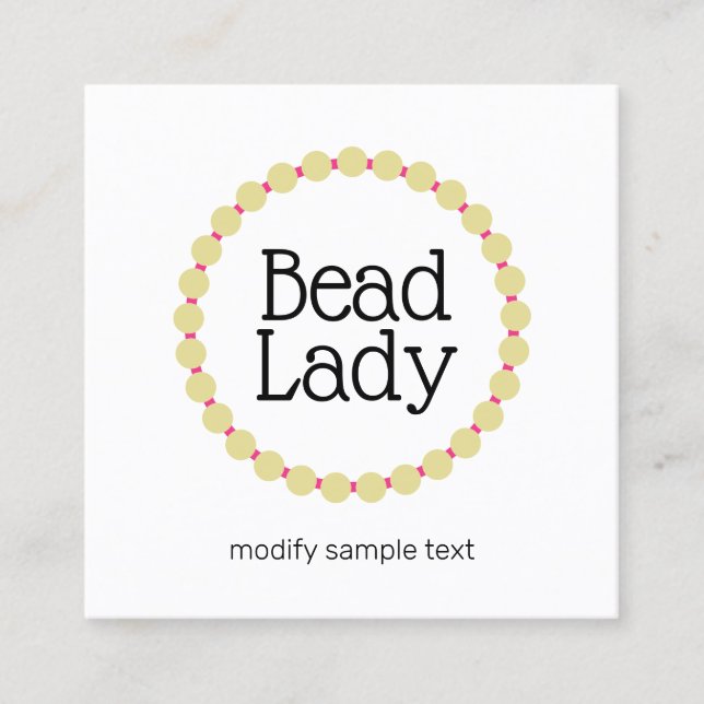 Jewelry Designer Bracelet / Necklace Beads  Logo Square Business Card (Front)