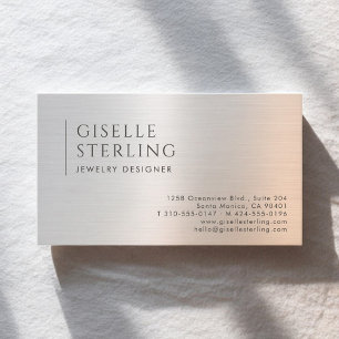 Jewelry Designer Brushed Metal Business Card