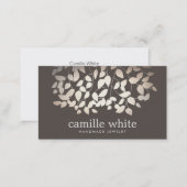 Jewelry Designer Faux Gold Foil Leaves Taupe Business Card (Front/Back)