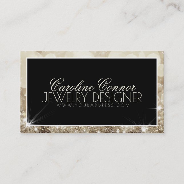 Jewelry Designer Glitter Star Black Bold Card (Front)