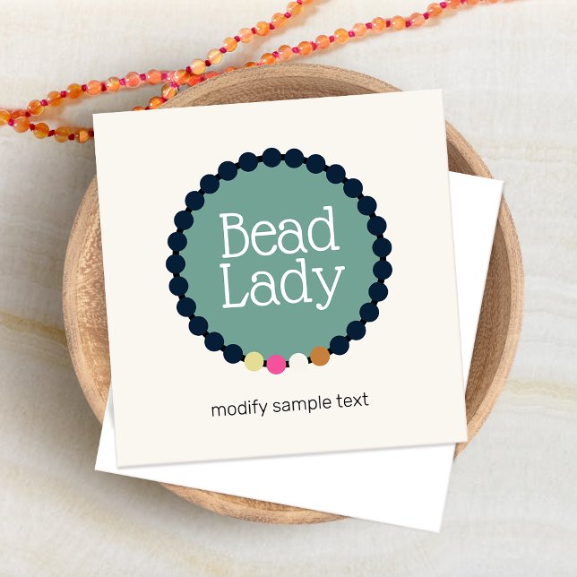 Jewelry Designer Knotted Beads Bracelet Logo Square Business Card (Creator Uploaded)