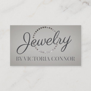 Jewelry Designer Metal Glitter Dot Circle Grey  Business Card