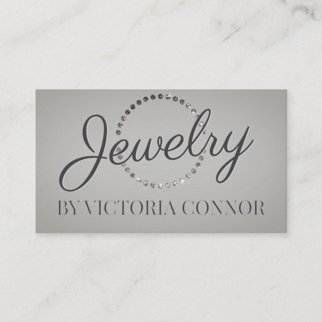 Jewelry Designer Metal Glitter Dot Circle Grey  Business Card (Front)