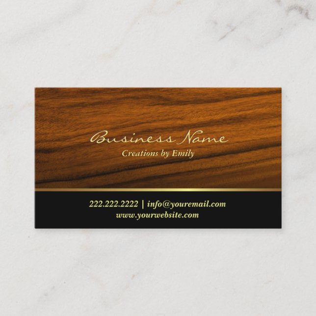 Jewelry Designer Modern Wood Background Business Card (Front)