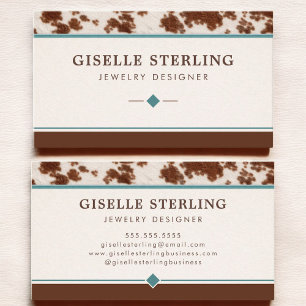 Jewelry Designer Rustic Cowhide Western Business Card