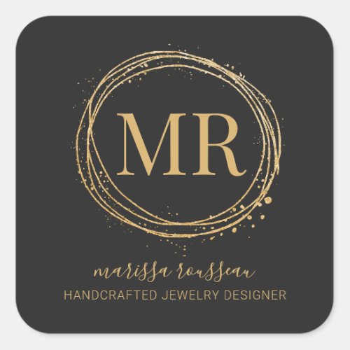 Jewelry Designer Script Name Gold Black Product  Square Sticker