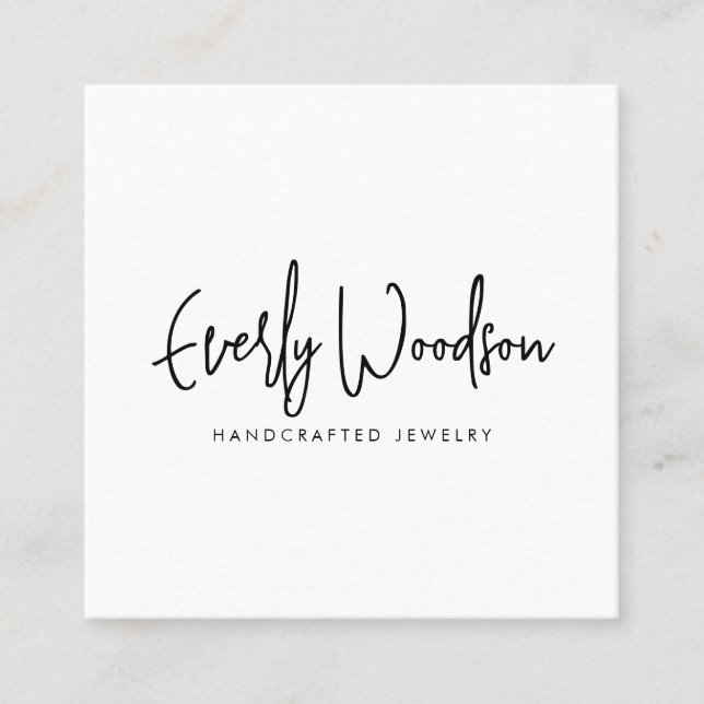 Jewelry Designer Script Signature Square Business Card (Front)