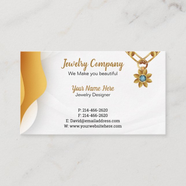 Jewelry Designer /Seller Business Card (Front)